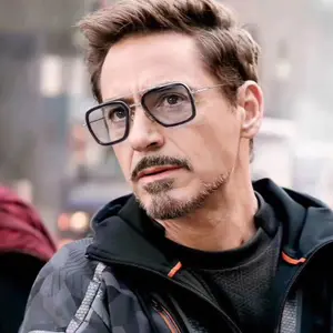 DHK66128 Tony Stark demir adam güneş gözlüğü yeni moda Gafas De Sol marka tasarımcısı kare çerçeve erkek güneş gözlüğü