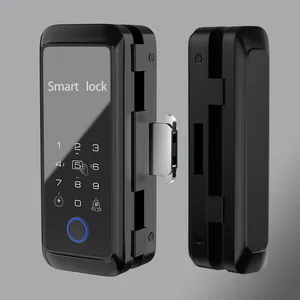 Goking kata sandi sidik jari, kunci pintar Bluetooth Digital tanpa bingkai pintu kaca geser aplikasi Tuya kendali jarak jauh