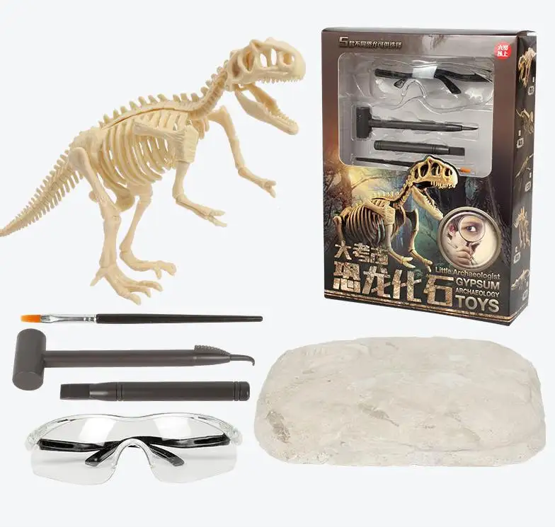 Figuras de dinosaurios hechos a mano para niños, juguetes de excavación de tesoros hechos a mano, dinosaurios, Tiranosaurio Rex, esqueleto