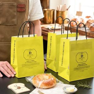 Custom Eco-Friendly Recyclable <b>Biodegradable</b> Kraft <b>Paper</b> Packaging Bags with Custom Logo for Bakery Desserts Cakes - Product Image 1
