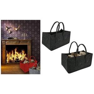 Portador de leña Bolsa de asas para troncos Reutilizable Chimenea Portador de troncos Estante de pila de leña Bolsa de transporte de madera para fuego Cesta de madera para fuego de fieltro - Product Image 4