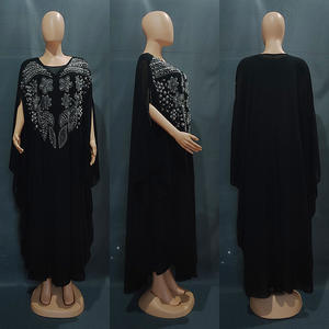 Abaya Papillon en Chiffon Brodé de Perles de Luxe, Robe Longue Musulmane avec Robe Intérieure, Col Rond, Robe Élégante, <span class=keywords><strong>Boubou</strong></span> <span class=keywords><strong>Africain</strong></span> - Product Image 6