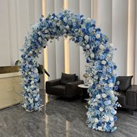 2,4m Weiß-Blauer Rosenbogen Florale Rasen-Hochzeitsdekoration Künstliche Hortensien-Rosen-Blumengitter-Modell