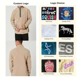 Sudadera con capucha y bolsillo doble lateral de lana con estampado de pantalla personalizado, ropa de calle, ajuste Regular, botón a presión sólido, invierno, teñido liso, para hombre - Product Image 4