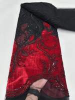 Tissu en dentelle à sequins nigérian de haute qualité, base en maille perlée avec sequins, tissu de mariée
