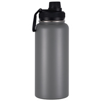 Individuelles Logo 1000ml Große Kapazität 304 Edelstahl Doppelwandige Isolierte Flasche mit Tragering für Outdoor-Camping Wiederverwendbar