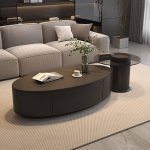 <span class=keywords><strong>Table</strong></span> <span class=keywords><strong>basse</strong></span> ovale <span class=keywords><strong>en</strong></span> dalle de roche, style italien, luxe léger, moderne et simple, pour petit appartement, salon, respectueuse de l'environnement - Product Image 1