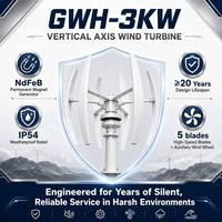 Éolienne à axe vertical GWH-3KW, générateur à aimants permanents NdFeB, 5 pales, IP54, résistante aux intempéries, résiste au vent de 50 m/s, VAWT