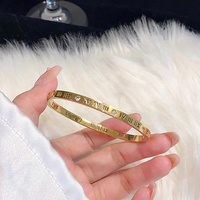Pulsera de Moda con Dijes para Mujer, Chapada en Oro de 18k, con Circonitas, Resistente al Deslustre, Impermeable, de Acero Inoxidable
