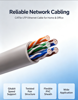 Kabel LAN CAT5E PVC Indoor Tanpa Pelindung, Pasangan Terpilin, Konduktor Tembaga Murni, Kabel Jaringan PoE, 305 Meter dalam Kotak Tarik