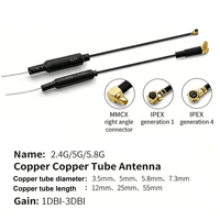 Antenne WiFi personnalisée OEM ODM, antenne interne en tube de cuivre 2,4G 5,8G, connecteur UFL, câble RF, antenne omnidirectionnelle
