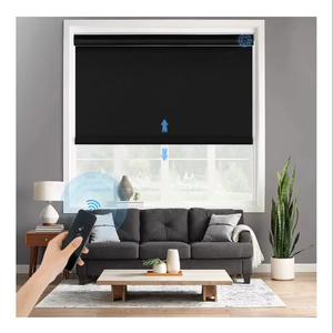 Customized <strong>Horizontal</strong> Built-In Plastic Plain Blackout Window Roller <strong>Blinds</strong> Electric Remote Control Tuya Google Day Night - Product Image 1