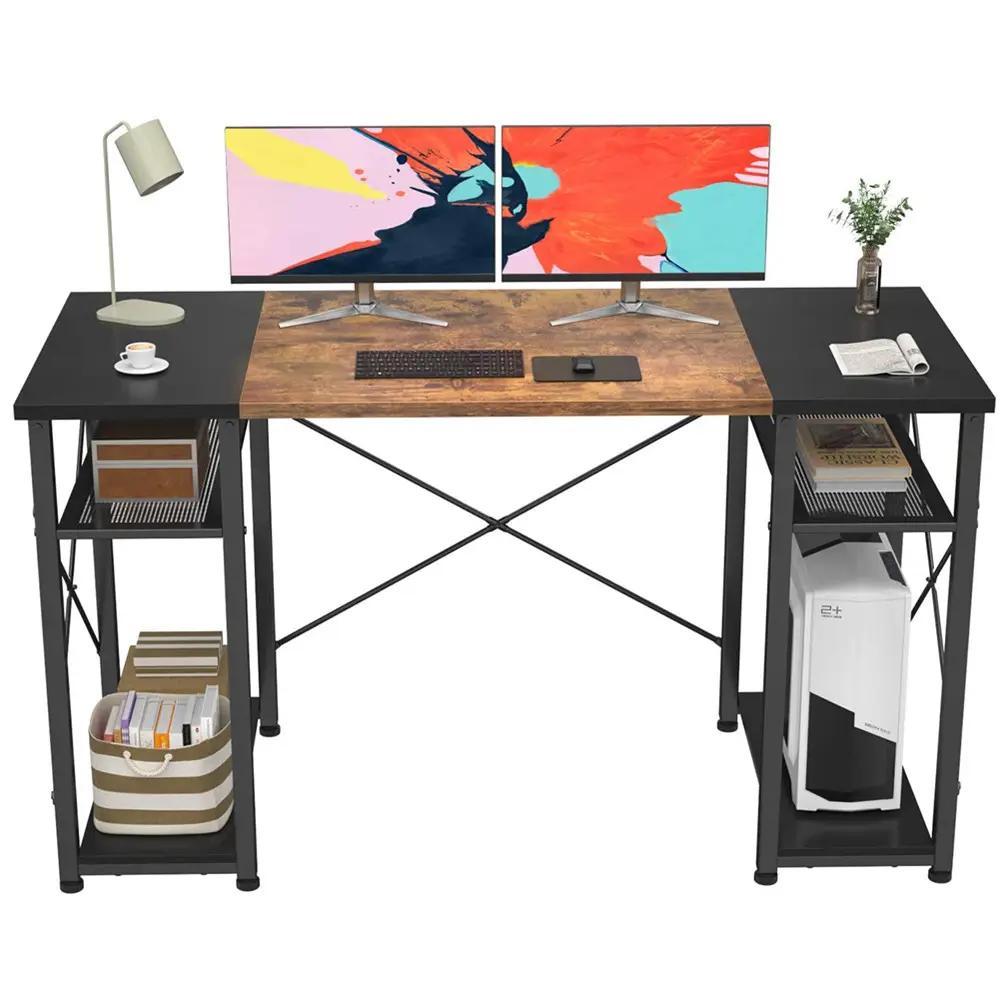 Exportable מושלם מחשב משחקי שולחן עם אחסון מדפים תעשייתי מחקר תלמיד כתיבה שולחן עבודה מודרנית שולחן עבור משרד