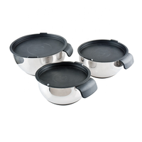 Ensemble de bols mélangeurs en acier inoxydable 304 de qualité alimentaire personnalisés avec couvercles et râpes |   OEM Martelé/Poli |   Norme LFGB pour les marques