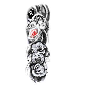 TQB-54 Fournitures de <span class=keywords><strong>tatouage</strong></span> pour bras et jambes, manches complètes, fleurs, <span class=keywords><strong>horloge</strong></span>, tatouages temporaires en croissance, autocollants de <span class=keywords><strong>tatouage</strong></span> - Product Image 1