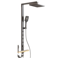 Pommeau de douche thermostatique numérique haut de gamme en aluminium brossé avec barre coulissante à valve céramique, fixation murale moderne à 2 trous