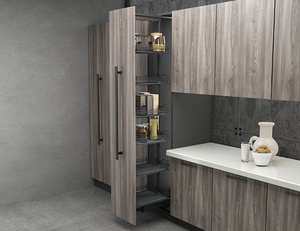 Commercial Dark Gray Steel Pull Out Trays <b>Storage</b> <b>Basket</b> Soft-Close Heavy Runner 304 Handle Clip-On <b>For</b> Kitchen Pantry Tall <b>Unit</b> - Product Image 1