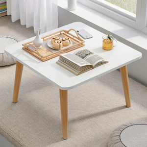 Eenvoudige vierkante salontafel van massief hout met houten poten, modern design voor de woonkamer, huisraad - Product Image 4