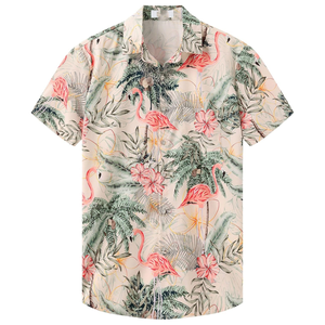 Rapero manga corta botón abajo camisas para hombre Casual elegante camisa hombres Hawaiano botón manga corta playa verano - Product Image 3