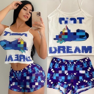 뜨거운 판매 2022 섹시한 Tracksuit 조깅 여름 스포츠 여성 두 조각 세트 편지 인쇄 반바지 복장 - Product Image 4