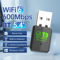 Adaptador USB2.0 WiFi 6 con Bluetooth 5.4, Tarjeta de Red Inalámbrica de Doble Banda, Dongle Wi-Fi AX600 para Computadora, Sin Necesidad de Controladores