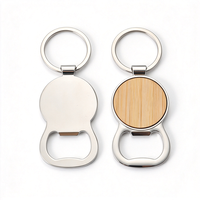 Porte-clés décapsuleur en bois de bambou naturel vierge pour sublimation, ouvre-bouteille publicitaire