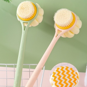 ホットロングハンドル両面バスブラシナイロンソフトヘアバスボールバスブラシスポンジスクラバー - Product Image 5