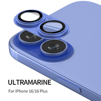 Protection d'objectif d'appareil photo pour iPhone 16/16 Plus, verre Corning 9H avec film de protection d'écran de téléphone portable en aluminium métallique