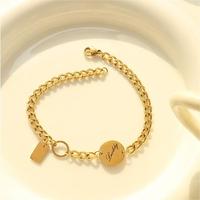 Nouveau bracelet tendance en acier inoxydable plaqué or 18 carats fait main avec pendentif rond, bijoux pour femmes