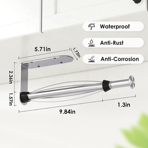 <strong>Kitchen</strong> <strong>Roll</strong> <strong>Holder</strong> Single Hand Operable Perfect Tear Under Cabinet <strong>Wall</strong> <strong>Mount</strong> Damper Paper Towel <strong>Holder</strong> - Product Image 4