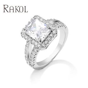 RAKOL RP5041 Bague de fiançailles exquise incrustée d'argent pour femme - Product Image 1