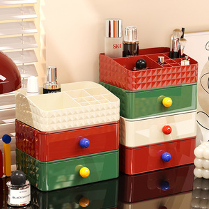 Yimijia Cosmetic Storage Box Large Capacity Drawer Style Plastic Makeup Organizer Desktop Dressing Table Storage Rack - Product Image 4