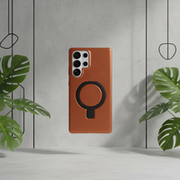 Étui de téléphone de luxe personnalisé en cuir véritable mince, étanche et antichoc, avec fonction portefeuille et porte-cartes pour S26 Ultra