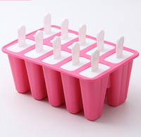 Moule à glace et à sucettes glacées en silicone réutilisable sans BPA, 10 cavités, pour l'été, formes géométriques, fabrication maison, compatible congélateur