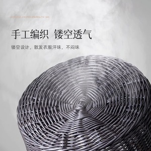 Wicker Laundry <b>Basket</b> Round Bamboo Weaving Multifunctional Clothing Organizer For Bathroom Use <b>Large</b> Capacity Storage <b>Basket</b> - Product Image 3