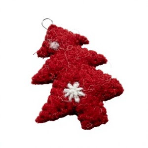 Luxury Handmade Eco-Friendly Red Wool Felt <b>Christmas</b> <b>Tree</b> Ornaments White Snowflake Decor Traditional Indoor <b>Wall</b> Hanging - Product Image 2