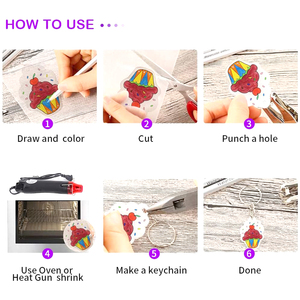 Craft Keychains trẻ em tự làm đồ chơi shrinky dinks tấm nhựa thu nhỏ nghệ thuật Kit với mô hình biểu tượng tùy chỉnh unisex tùy chỉnh màu sắc - Product Image 6