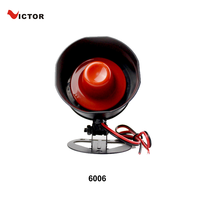 Sirène d'alarme de voiture unidirectionnelle Victor 12V, haut-parleur noir et rouge, 1 tonalité, 15W, 110dB, 6006, ajustement universel, portée de 10 à 50m