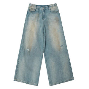 Jeans Anchos de Alta Calidad para Hombre, Estilo Y2K, Pierna Recta, Lavado Desgastado, Tallas Grandes, Estilo Hip Hop Urbano - Product Image 5
