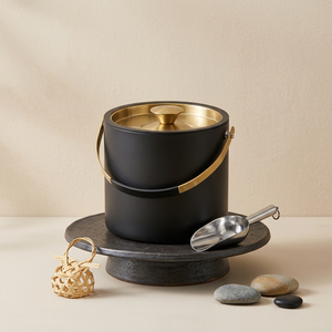 Seau à glace en acier inoxydable de qualité supérieure avec couvercle, pelle et poignée dorée – Design moderne et isolé pour bar à domicile et réceptions - Product Image 1