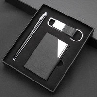 Produk baru dompet kulit Pu bisnis mewah, dompet dan cincin kunci dan pena dengan set hadiah kustom Logo 245307