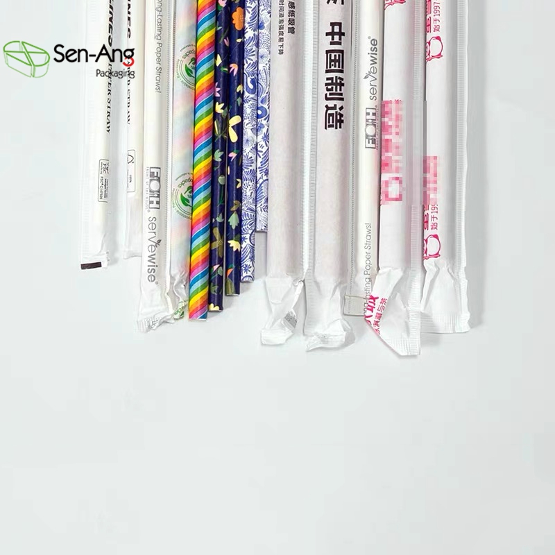 Senang01 Factory Wholesale Custom Printing Biodegradable Food Grade Paper Straw Eco Friendly