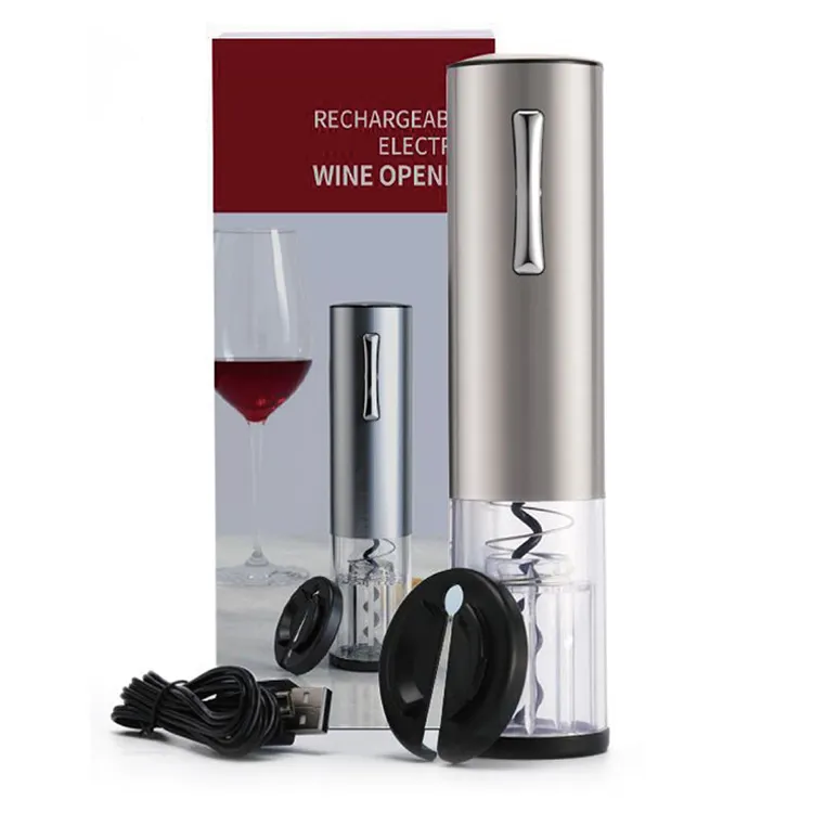 Conjunto de presente de vinho em estoque, abridor de garrafa de vinho elétrico recarregável USB de beleza com cortador de folha