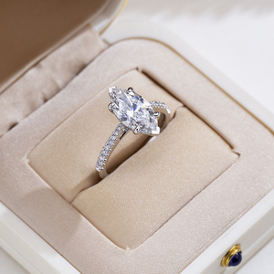 Messi Jewelry MSR-2141 14K Gold Marquise Shape Cathedral Setting Lab Grown <b>Diamond</b> <b>Ring</b> Engagement <b>ring</b> - Product Image 4