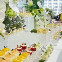 Ensemble de 7 pièces d'autres décorations de mariage : Présentoir alimentaire carré en acrylique transparent à effet ondulé en couches
