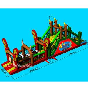 Cowboy Run Large Wild West Inflable Combo Carrera de obstáculos para divertidos alquileres de fiestas y eventos de equipo Blow Adventure Sale - Product Image 5