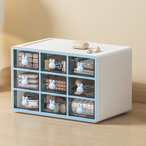 Cartoon Máy tính để bàn ngăn kéo tổ chức trong suốt nhiều ngăn nhựa lưu trữ Hộp văn phòng phẩm lưu trữ văn phòng tổ chức - Product Image 1