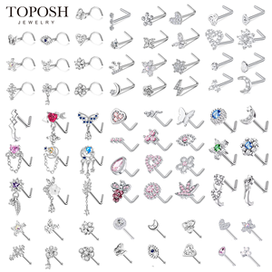 Toposh Set di Piercing per Naso in Acciaio Chirurgico 316L, Anelli per Septum Ipoallergenici in Argento con Zirconia, Gioielli per Piercing - Product Image 1