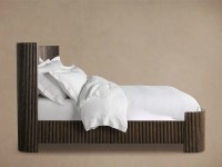Modernes Luxus-Massivholzbettgestell Designer Geriffeltes Plattformbett für Schlafzimmer-Sets Luxus-Hotel-Villa-Möbelstück