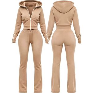 Nuova Tuta Invernale KY con Cuciture a Contrasto, Felpa con Zip e <span class=keywords><strong>Pantaloni</strong></span> a Zampa per Donna, Cuciture Bianche, Tuta Sportiva Streetwear - Product Image 5